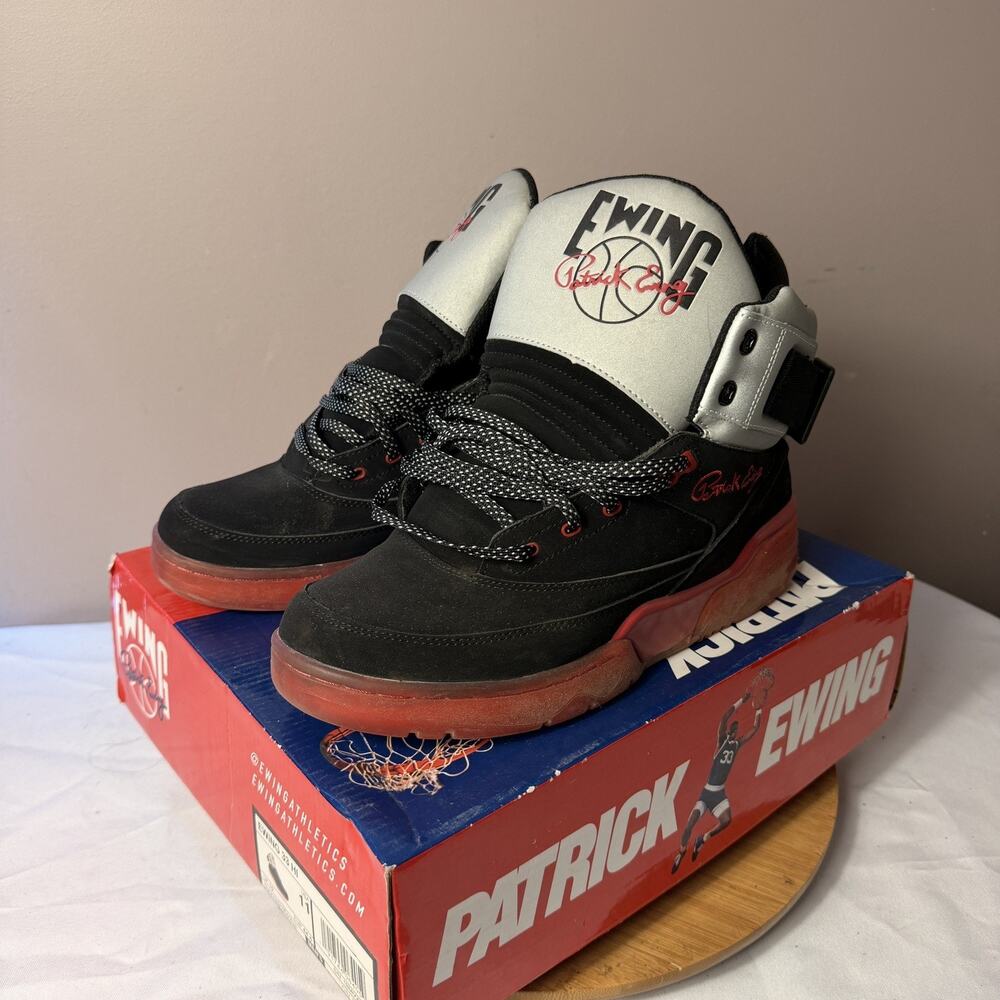 Patrick Ewing Reflective Black/Red/Grey High Top Athletic Shoes Men Size 11